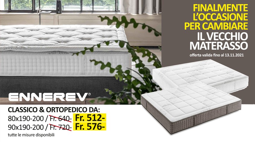 20% SCONTO sui materassi della linea 700 e 400.