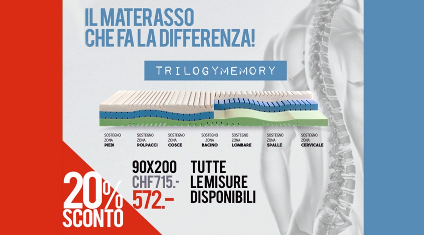MATERASSO TRILOGY MEMORY 20% SCONTO